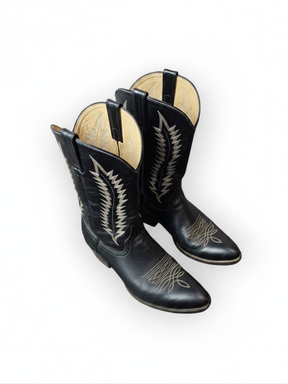 Abilene Men's Black Leather Western Cowboy Boots Size 11D 61751